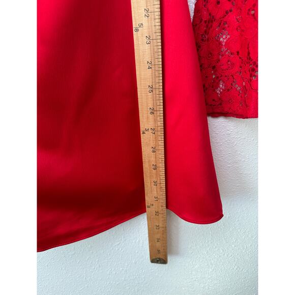 NWT House of CB Jennica Red Lace Sleeve Bustier Satin Mini Dress M - Picture 14 of 15
